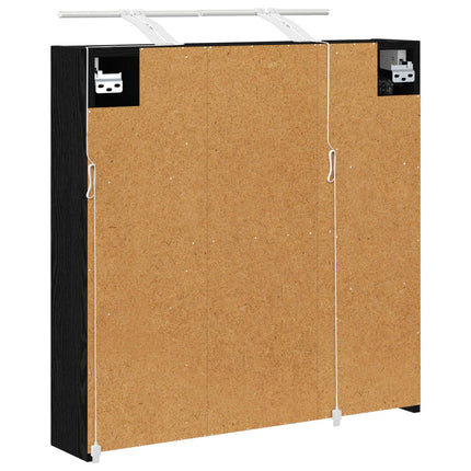 Badrumsspegelskåp Svart Ek 70 x 14,5 x 70 cm Konstruerat trä