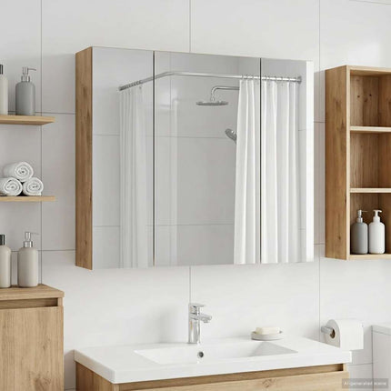 Badrumsspegelskåp Artisan Ek 80 x 14.5 x 70 cm Konstruerat trä