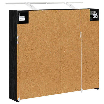 Badrumsspegelskåp Svart Ek 80 x 14.5 x 70 cm Konstruerat trä