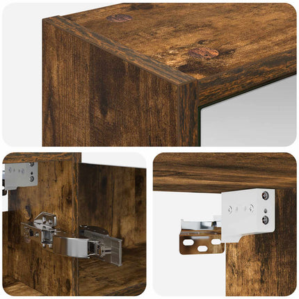 Badrumsspegelskåp Rökt ek 43 x 16 x 62.5 cm Konstruerat trä