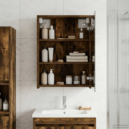 Badrumsspegelskåp Rökt ek 43 x 16 x 62.5 cm Konstruerat trä