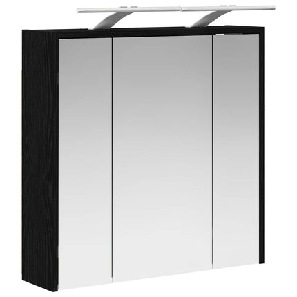Badrumsspegelskåp Svart Ek 63,5 x 16 x 62,5 cm Konstruerat trä