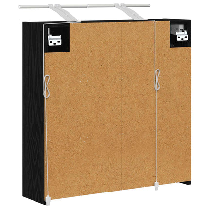 Badrumsspegelskåp Svart Ek 63,5 x 16 x 62,5 cm Konstruerat trä