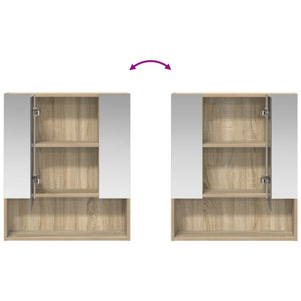 Badrumsspegelskåp Sonoma-ek 60 x 14.5 x 70 cm Konstruerat trä
