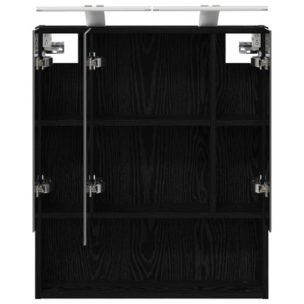 Badrumsspegelskåp Svart Ek 60 x 14.5 x 70 cm Konstruerat trä