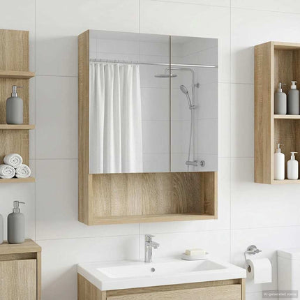 Badrumsspegelskåp Sonoma-ek 50 x 14,5 x 70 cm Konstruerat trä