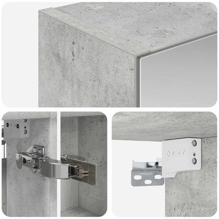Badrumsspegelskåp Betonggrå 50 x 14,5 x 70 cm Konstruerat trä