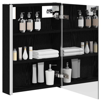 Badrumsspegelskåp Svart Ek 43 x 11,5 x 60,5 cm Konstruerat trä