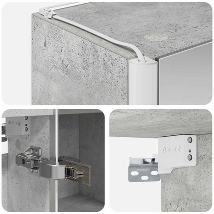Badrumsspegelskåp Betonggrå 43 x 11,5 x 60,5 cm Konstruerat trä
