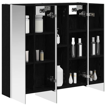 Badrumsspegelskåp Svart Ek 73.5 x 15.5 x 70 cm Konstruerat trä