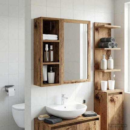 Badrumsväggskåp Gammalt trä 20 x 16 x 62,5 cm Konstruerat trä
