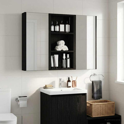 Badrumsväggskåp Svart Ek 30 x 10 x 60,5 cm Konstruerat trä