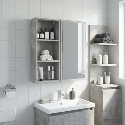 Badrumsväggskåp BetongGrå 30 x 14 x 70 cm Konstruerat trä