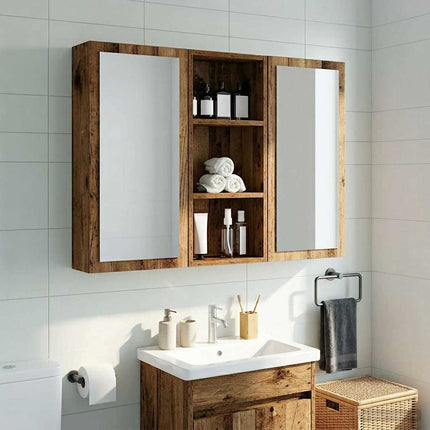 Badrumsväggskåp Gammalt trä 30 x 14 x 70 cm Konstruerat trä