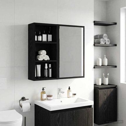 Badrumsväggskåp Svart Ek 30 x 16 x 62,5 cm Konstruerat trä