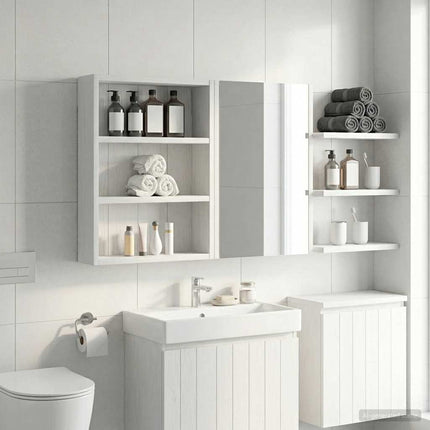 Badrumsväggskåp med hylla Vit 40 x 10 x 50 cm Konstruerat trä
