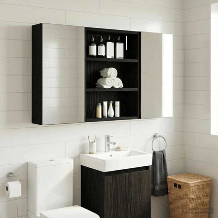 Badrumsväggskåp Svart Ek 40 x 10 x 50 cm Konstruerat trä