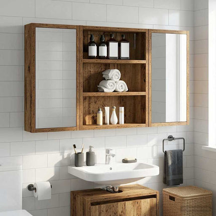 Badrumsväggskåp Gammalt trä 40 x 10 x 50 cm Konstruerat trä
