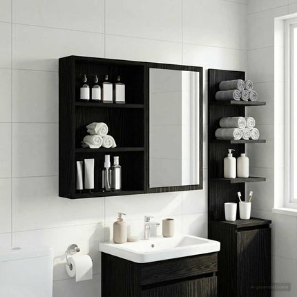 Badrumsväggskåp Svart Ek 40 x 10 x 60,5 cm Konstruerat trä