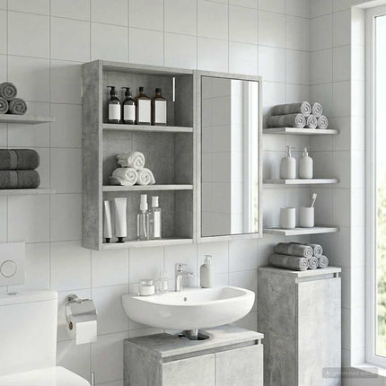 Badrumsväggskåp BetongGrå 40 x 10 x 60,5 cm Konstruerat trä