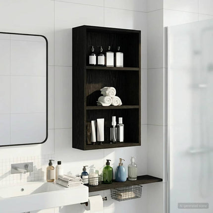 Badrumsväggskåp Svart Ek 40 x 14 x 70 cm Konstruerat trä