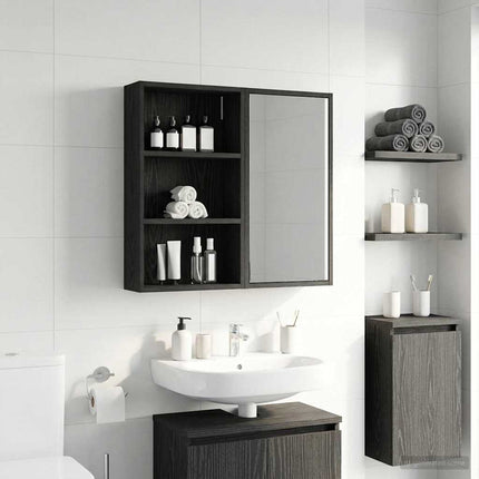 Badrumsväggskåp Svart Ek 40 x 14 x 70 cm Konstruerat trä