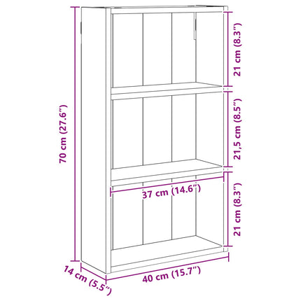 Badrumsväggskåp Svart Ek 40 x 14 x 70 cm Konstruerat trä