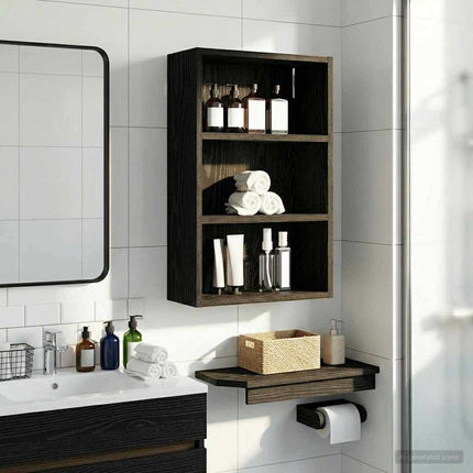 Badrumsväggskåp Svart Ek 40 x 16 x 62,5 cm Konstruerat trä