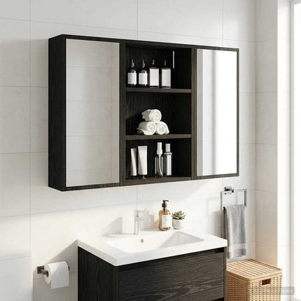 Badrumsväggskåp Svart Ek 40 x 16 x 62,5 cm Konstruerat trä