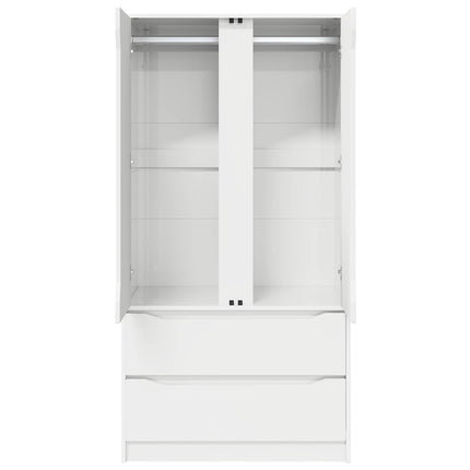Garderob med låda Vit 79,5 x 49 x 156 cm Konstruerat trä