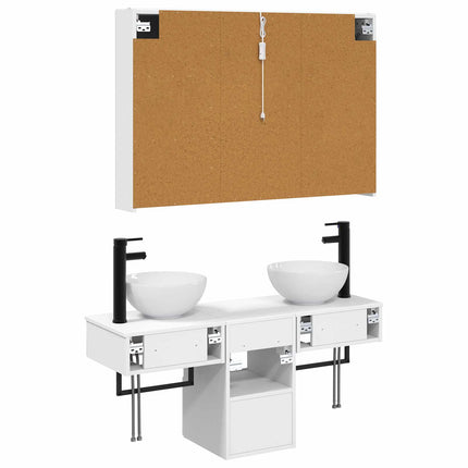 Badrumsskåpsset 4 pcs Vit 103,5 x 15,5 x 70 cm Konstruerat trä