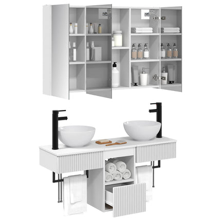 Badrumsskåpsset 4 pcs Vit 103,5 x 15,5 x 70 cm Konstruerat trä