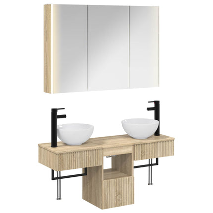 Badrumsskåpsset 4 pcs Sonoma-ek 103,5 x 15,5 x 70 cm
