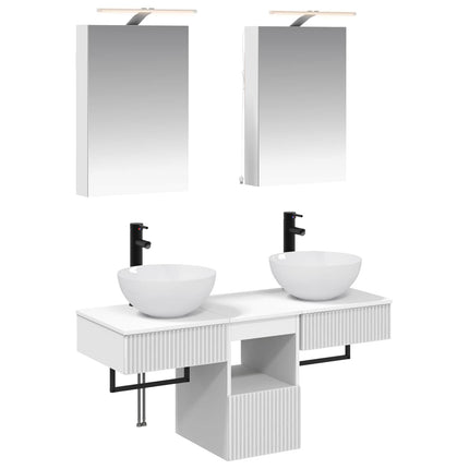 Badrumsskåpsset 5 pcs Vit 40 x 10,5 x 60,5 cm Konstruerat trä