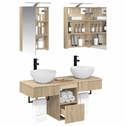 Badrumsskåpsset 5 pcs Sonoma-ek 40 x 10,5 x 60,5 cm
