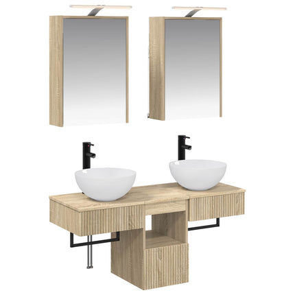 Badrumsskåpsset 5 pcs Sonoma-ek 43 x 16 x 62,5 cm
