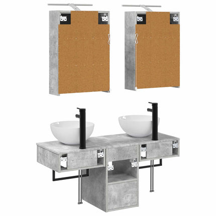Badrumsskåpsset 5 pcs Betonggrå 43 x 16 x 62,5 cm