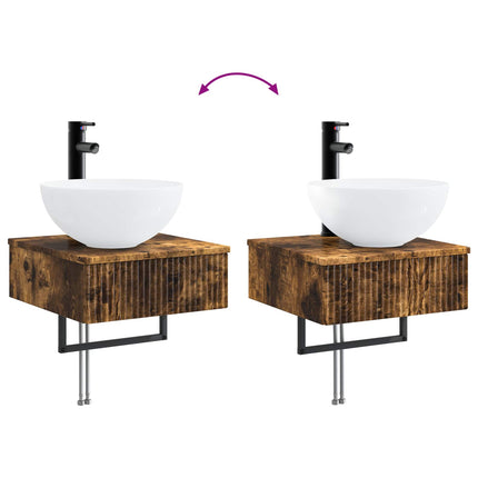 Badrumsskåpsset 5 pcs Rökt ek 43 x 16 x 62,5 cm Konstruerat trä