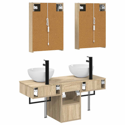 Badrumsskåpsset 5 pcs Sonoma-ek 43 x 11,5 x 60,5 cm