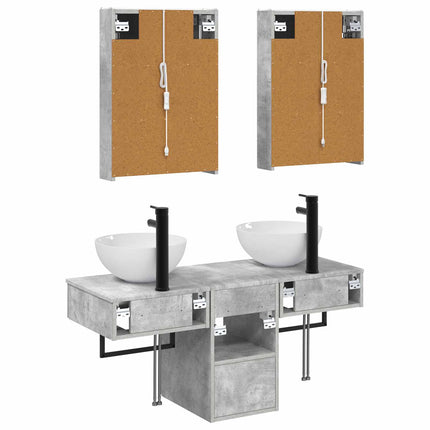 Badrumsskåpsset 5 pcs Betonggrå 43 x 11,5 x 60,5 cm