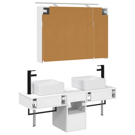 Badrumsskåpsset 4 pcs Vit 100 x 14,5 x 70 cm Konstruerat trä