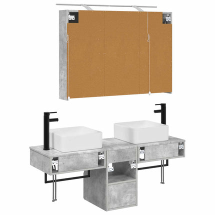 Badrumsskåpsset 4 pcs Betonggrå 100 x 14,5 x 70 cm
