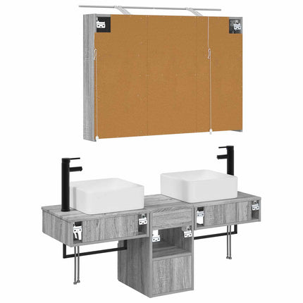 Badrumsskåpsset 4 pcs Grå Sonoma 100 x 14,5 x 70 cm