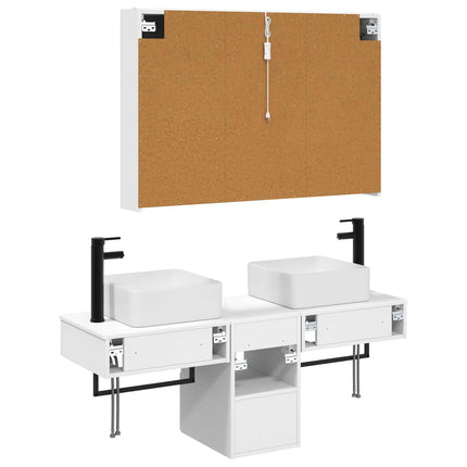 Badrumsskåpsset 4 pcs Vit 103,5 x 15,5 x 70 cm Konstruerat trä