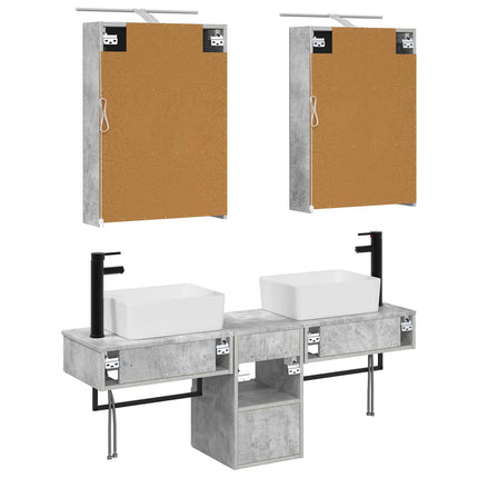 Badrumsskåpsset 5 pcs Betonggrå 50 x 14,5 x 70 cm