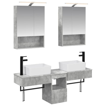 Badrumsskåpsset 5 pcs Betonggrå 50 x 14,5 x 70 cm