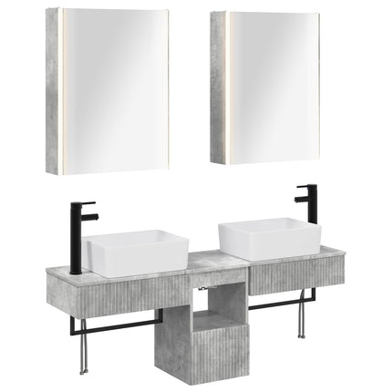 Badrumsskåpsset 5 pcs Betonggrå 53 x 15,5 x 70 cm