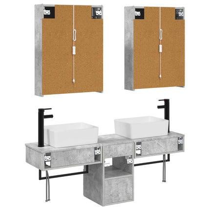 Badrumsskåpsset 5 pcs Betonggrå 53 x 15,5 x 70 cm