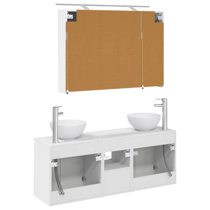 Badrumsskåpsset 4 pcs Vit 100 x 14,5 x 70 cm Konstruerat trä