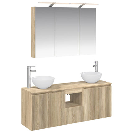 Badrumsskåpsset 4 pcs Sonoma-ek 100 x 14,5 x 70 cm